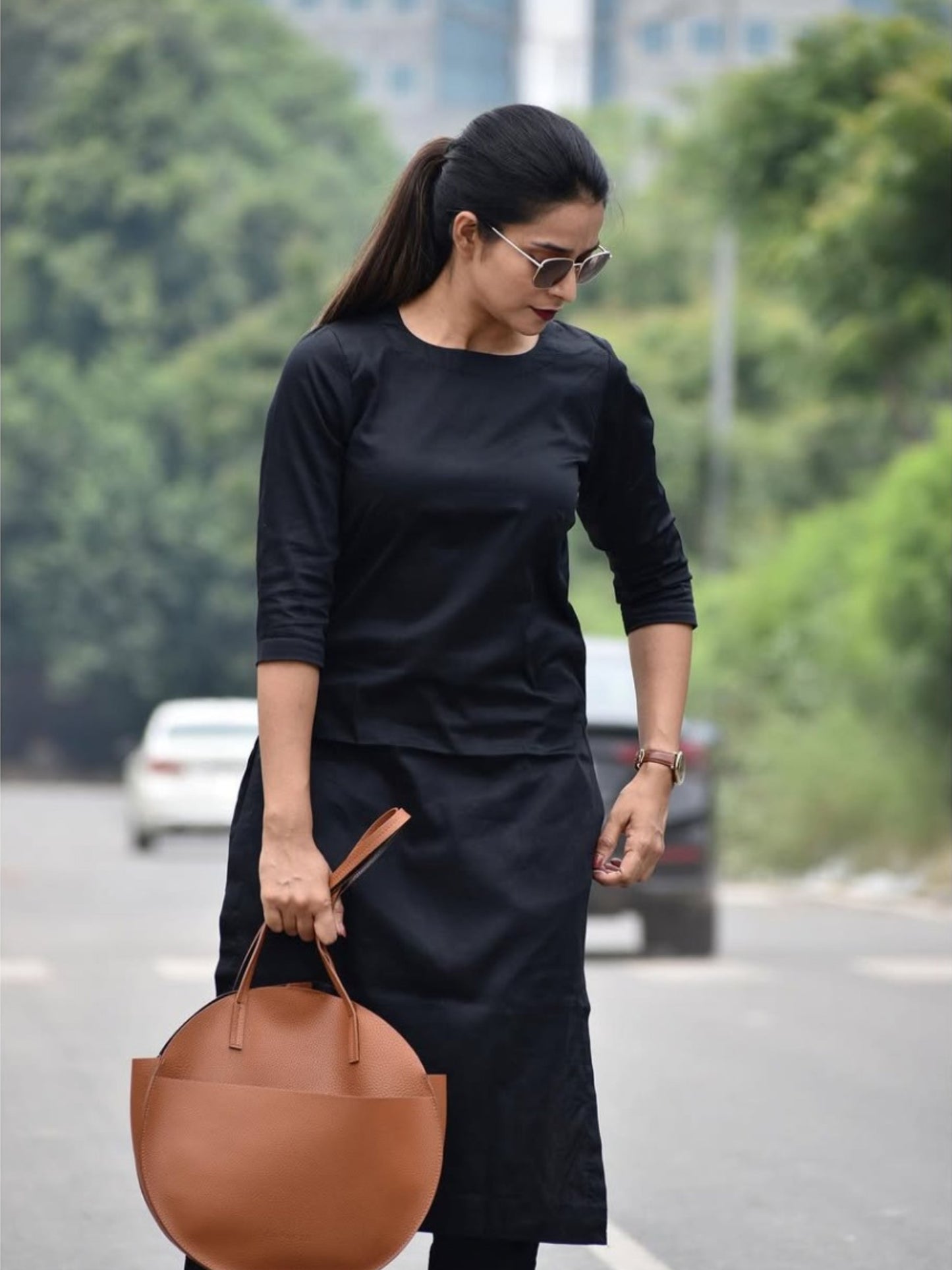 Classic Solid Black Premium Soft Cotton Kurta With Pant