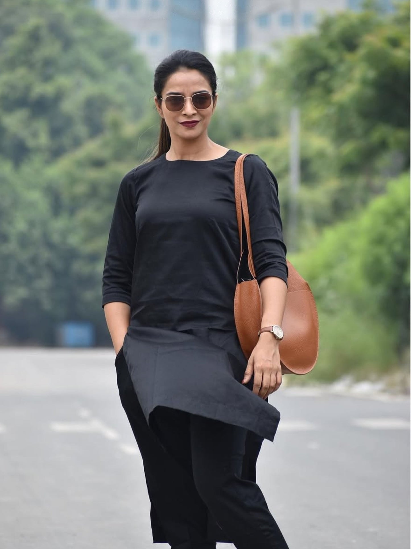 Classic Solid Black Premium Soft Cotton Kurta With Pant