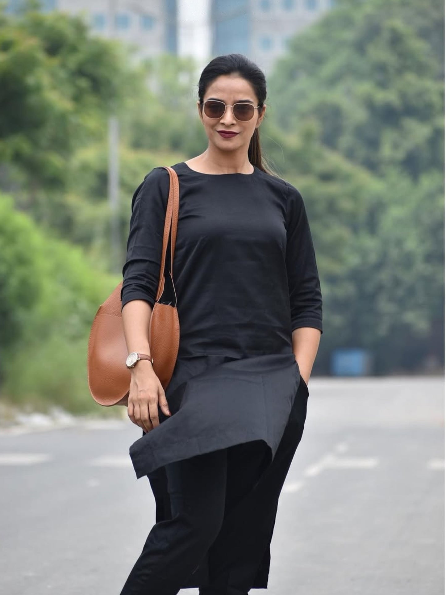 Classic Solid Black Premium Soft Cotton Kurta With Pant