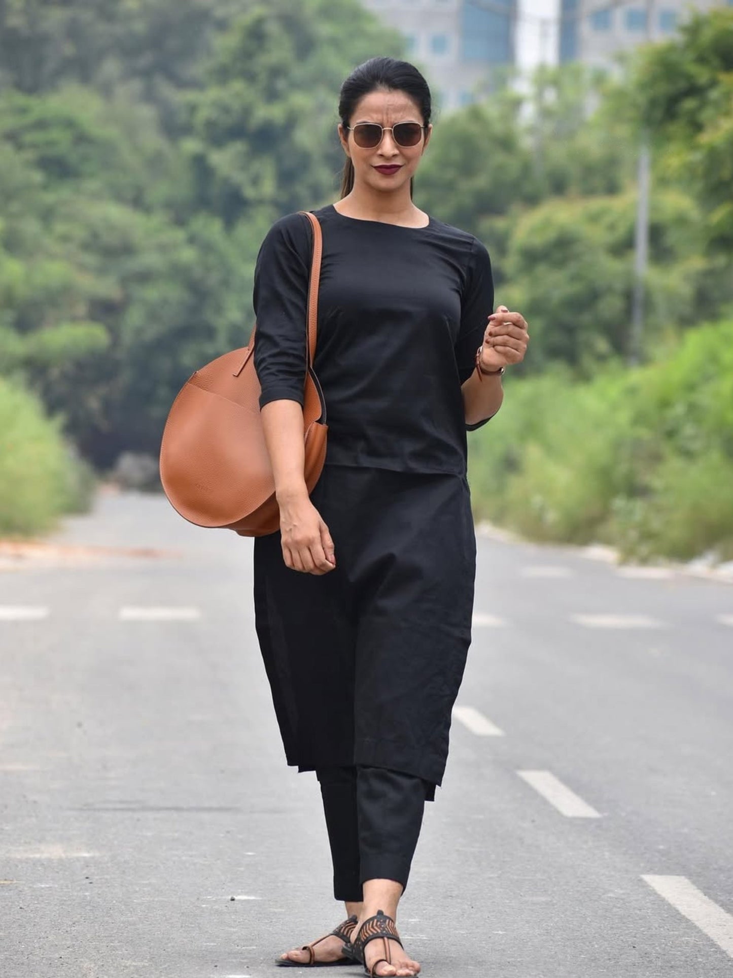 Classic Solid Black Premium Soft Cotton Kurta With Pant