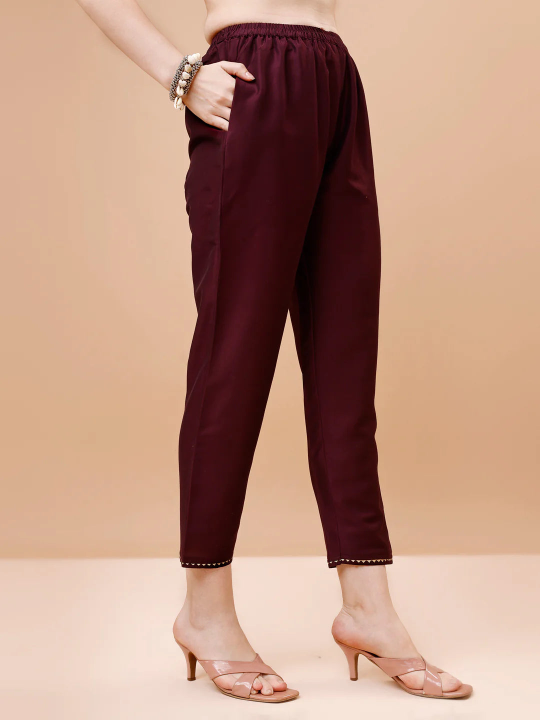 Women's WIne Alia Cut Printed & Embroidered Cotton Kurta Pant With Dupatta