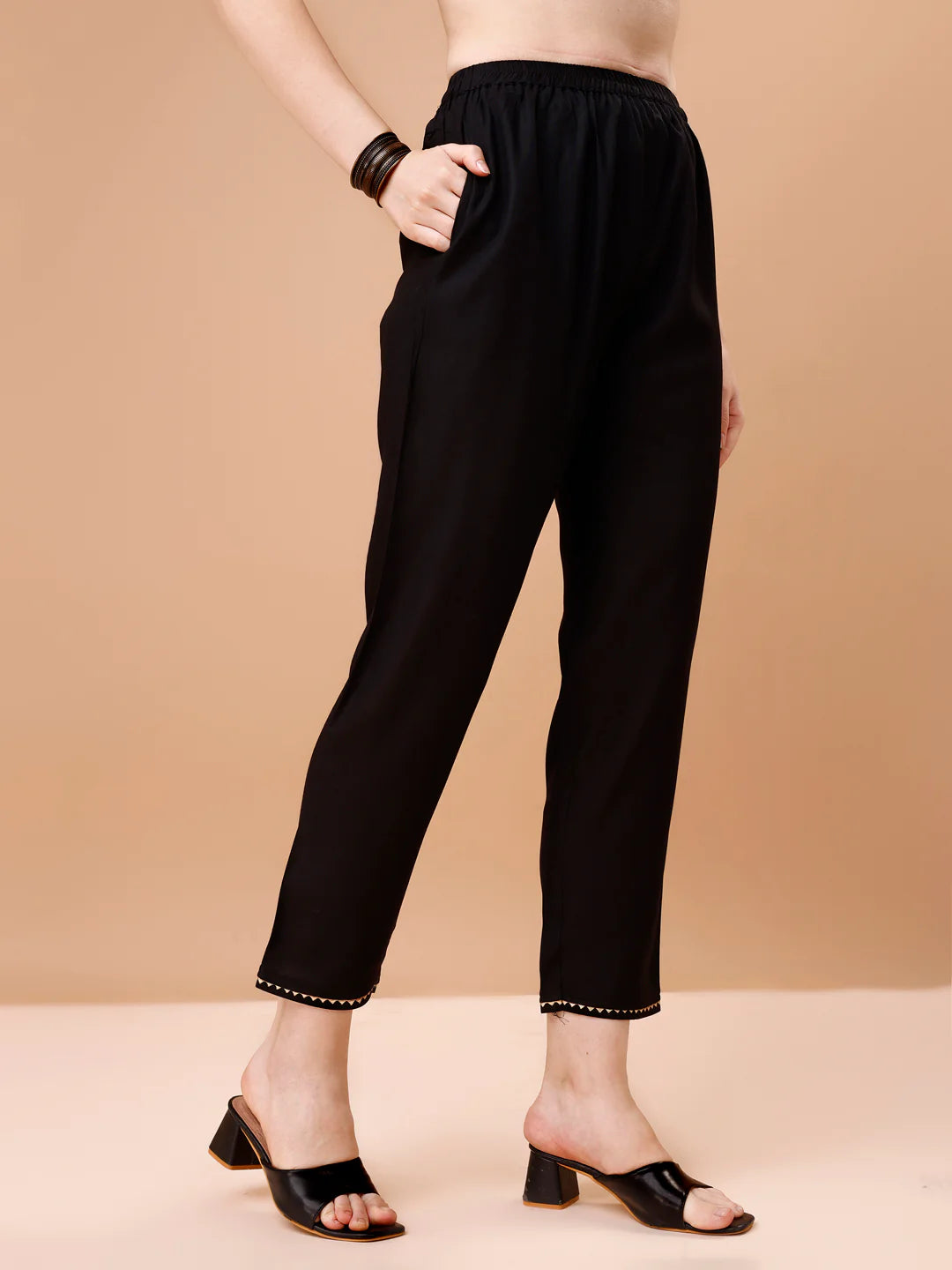 Women's Bold Black Alia Cut Printed & Embroidered Cotton Kurta Pant With Dupatta