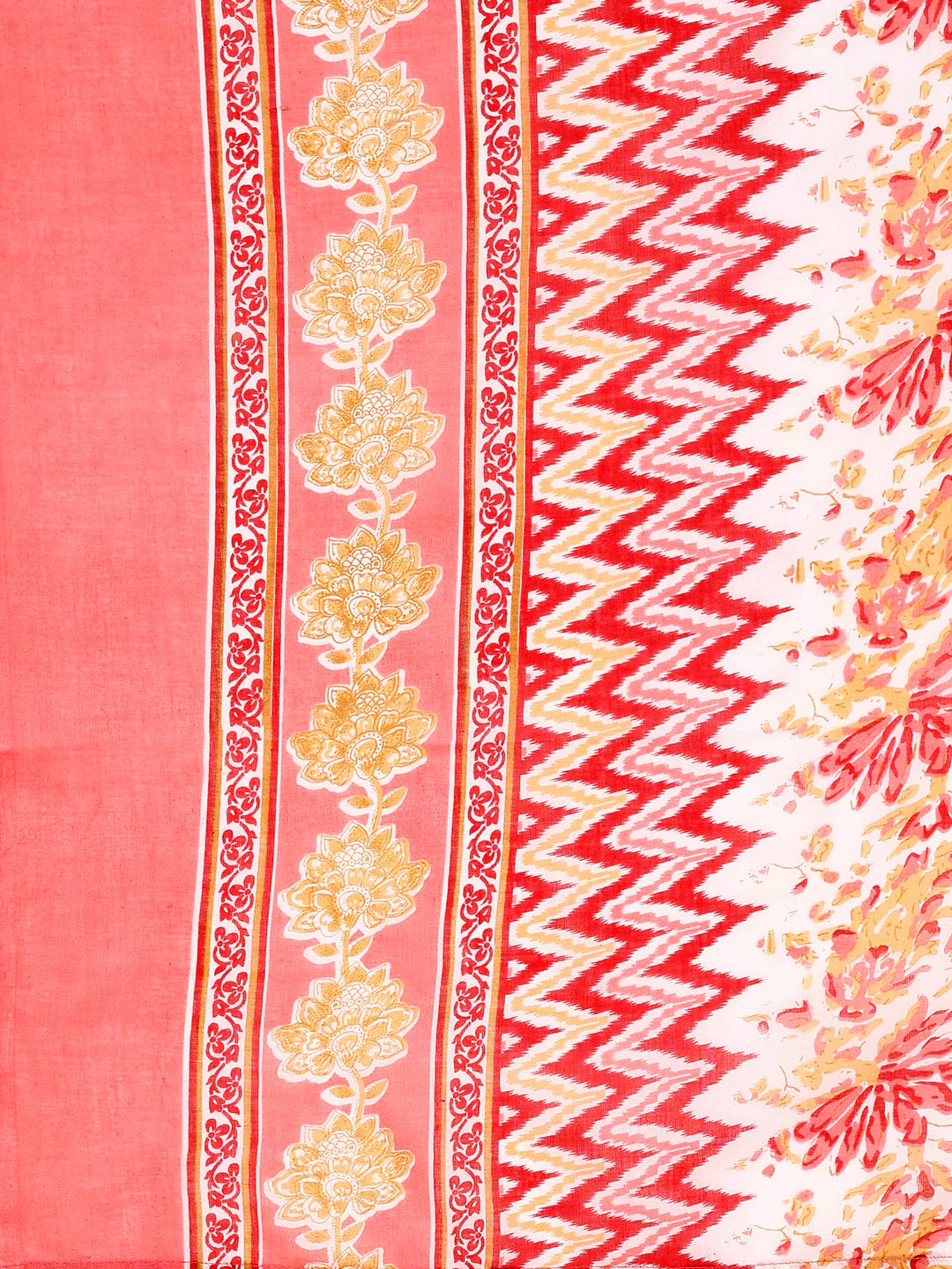 Women's Pink Floral Printed Cotton Kurta Pant With Dupatta