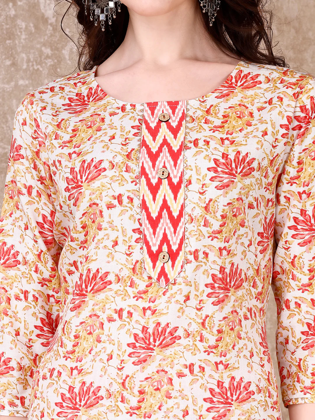 Women's Pink Floral Printed Cotton Kurta Pant With Dupatta