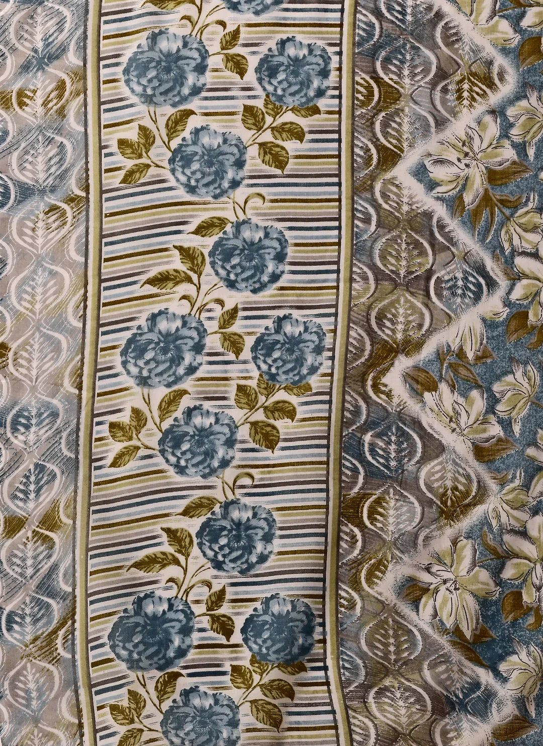 Floral Printed Blue Cotton Kurta Pant With Dupatta