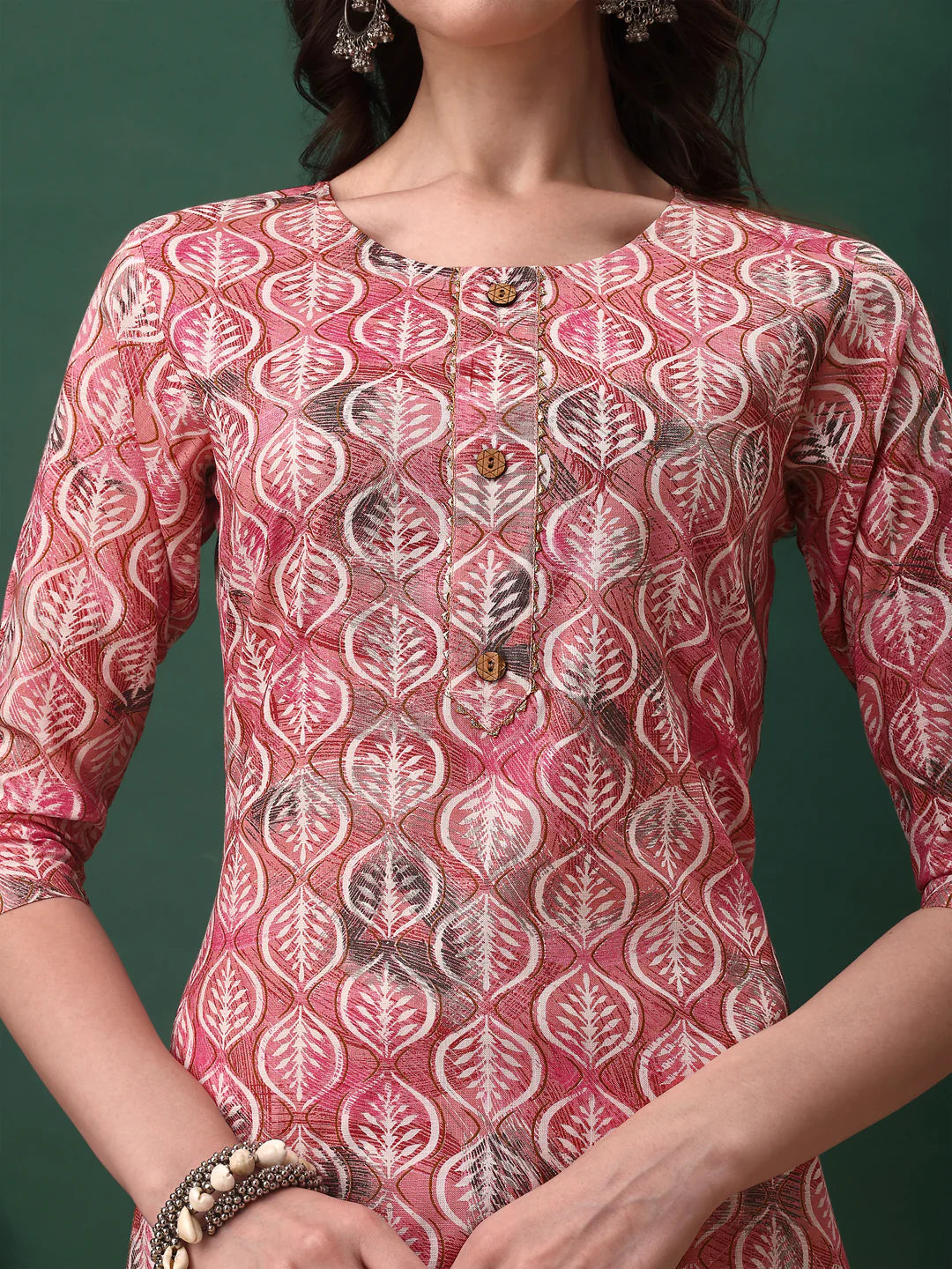 Pinky Pink Floral Printed Cotton Kurta Pant With Dupatta