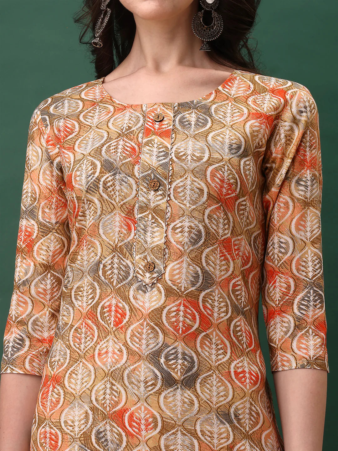 Charming Orange Floral Printed Premium Cotton Kurta Pant With Dupatta