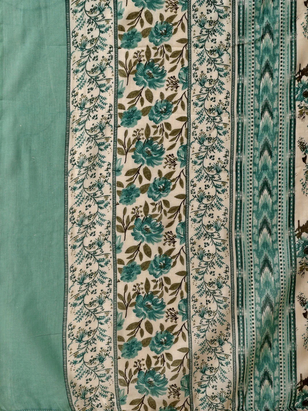 Sky Blue Floral Printed Cotton Kurta Pant With Dupatta