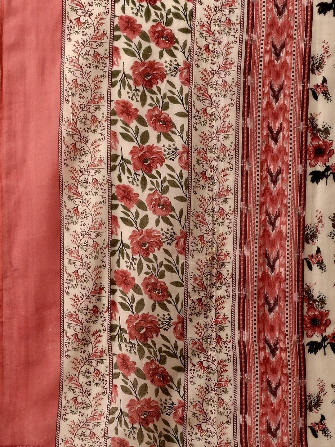 Fresh Pink Floral Printed Cotton Kurta Pant With Dupatta
