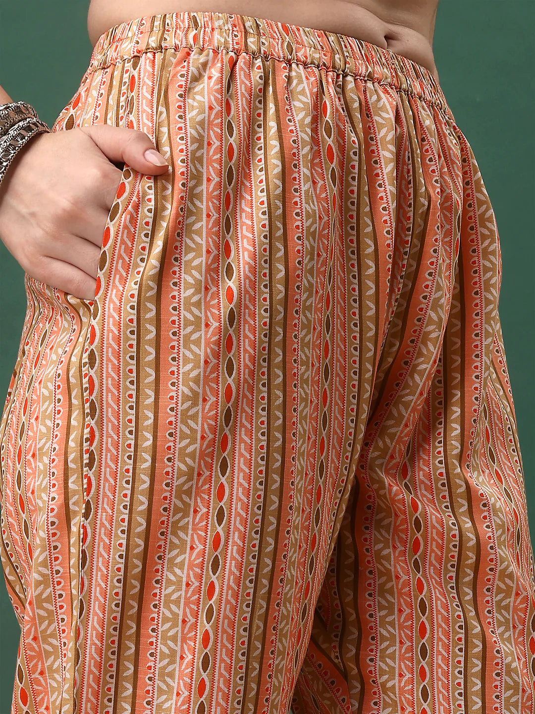 Charming Orange Floral Printed Premium Cotton Kurta Pant With Dupatta