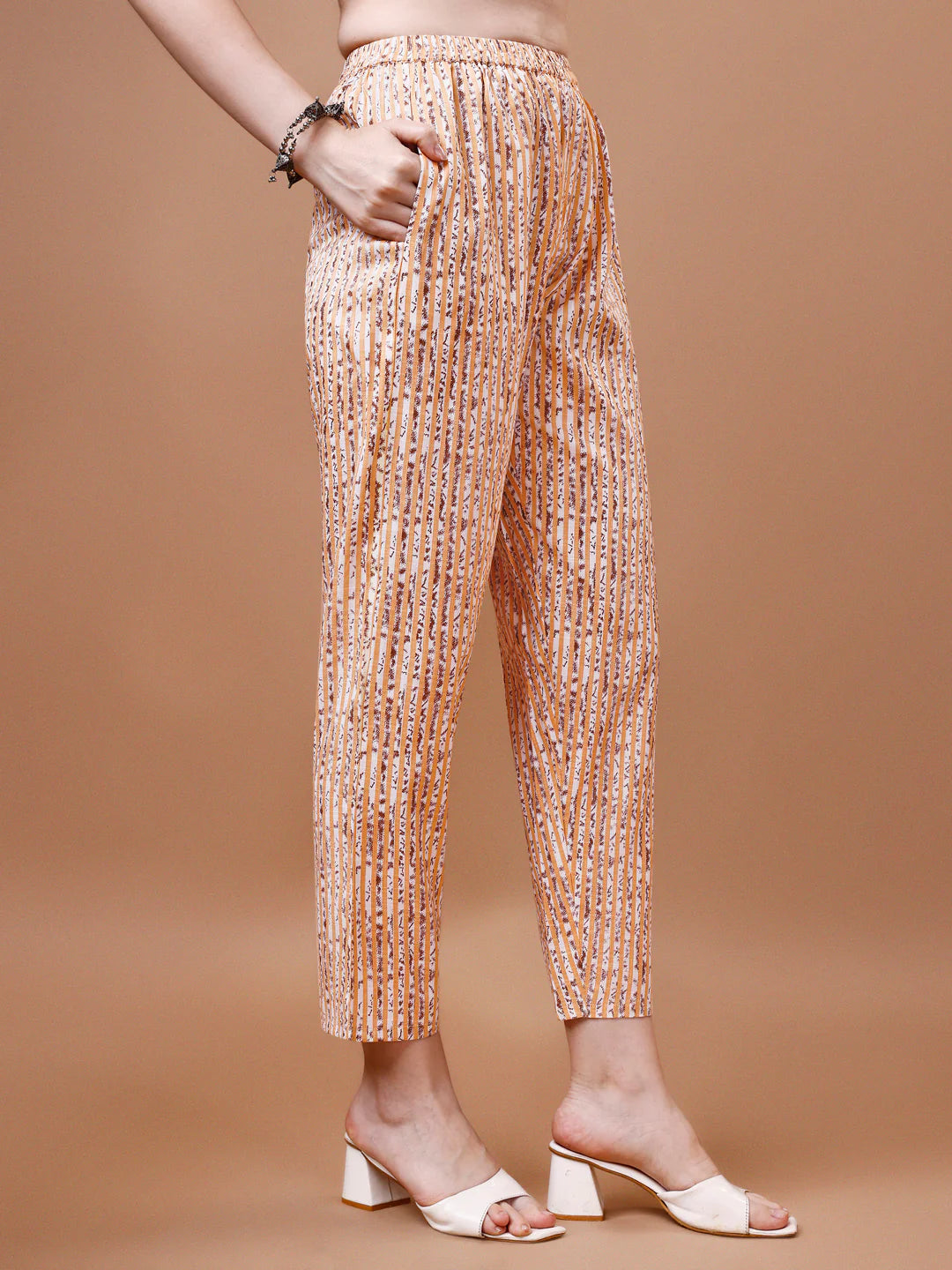 Traditional Pattern Printed & Lace Yoke Embroidered Cotton Kurta Pant With Dupatta