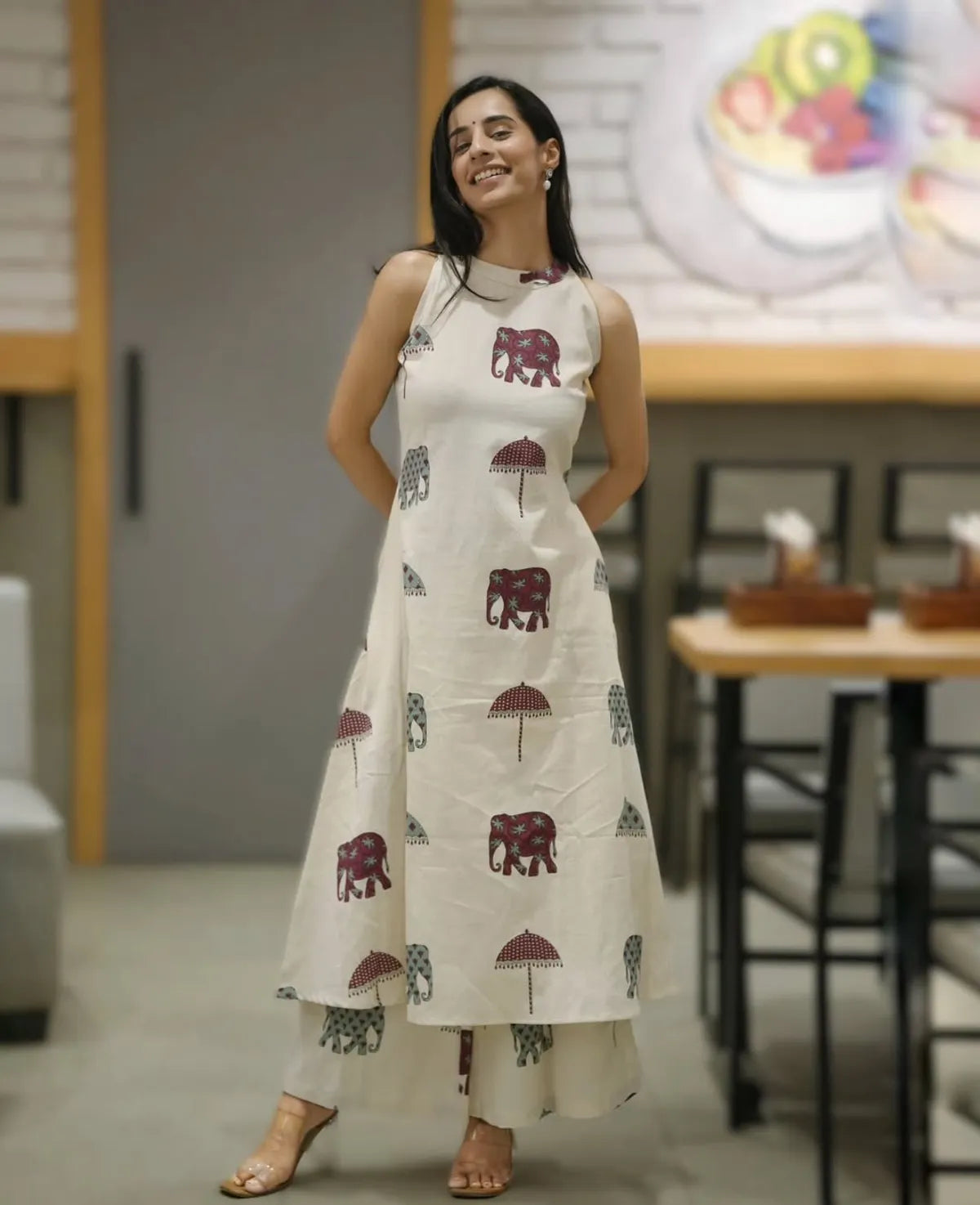 Premium Fine Cotton Print Kurti Palazzo Co-ord Set
