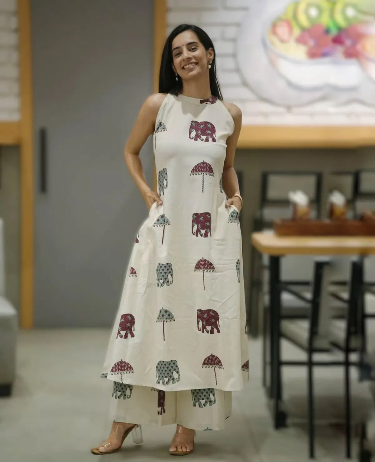 Premium Fine Cotton Print Kurti Palazzo Co-ord Set