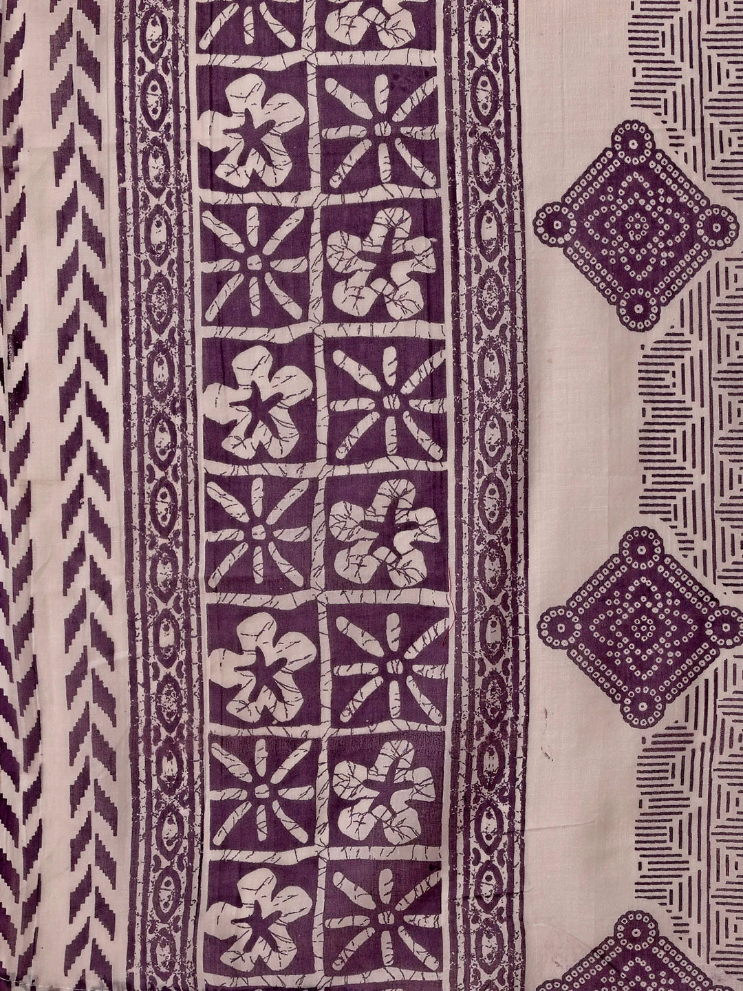 Women's Lavender Mirror work Embroidered & Floral Printed Cotton Kurta Pant With Dupatta