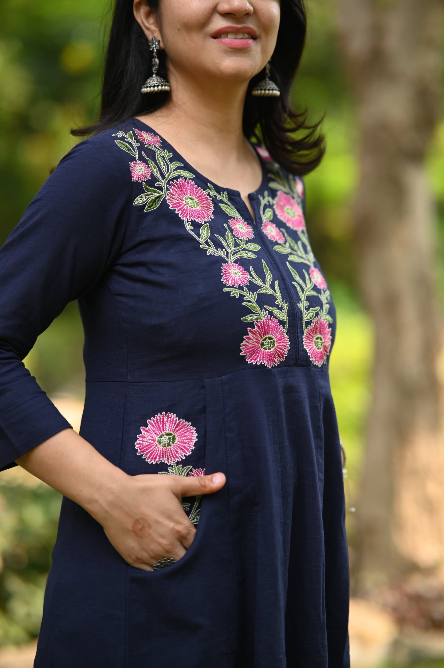 Pure Soft Cotton Embroidery Work Black Kurti Pant Set