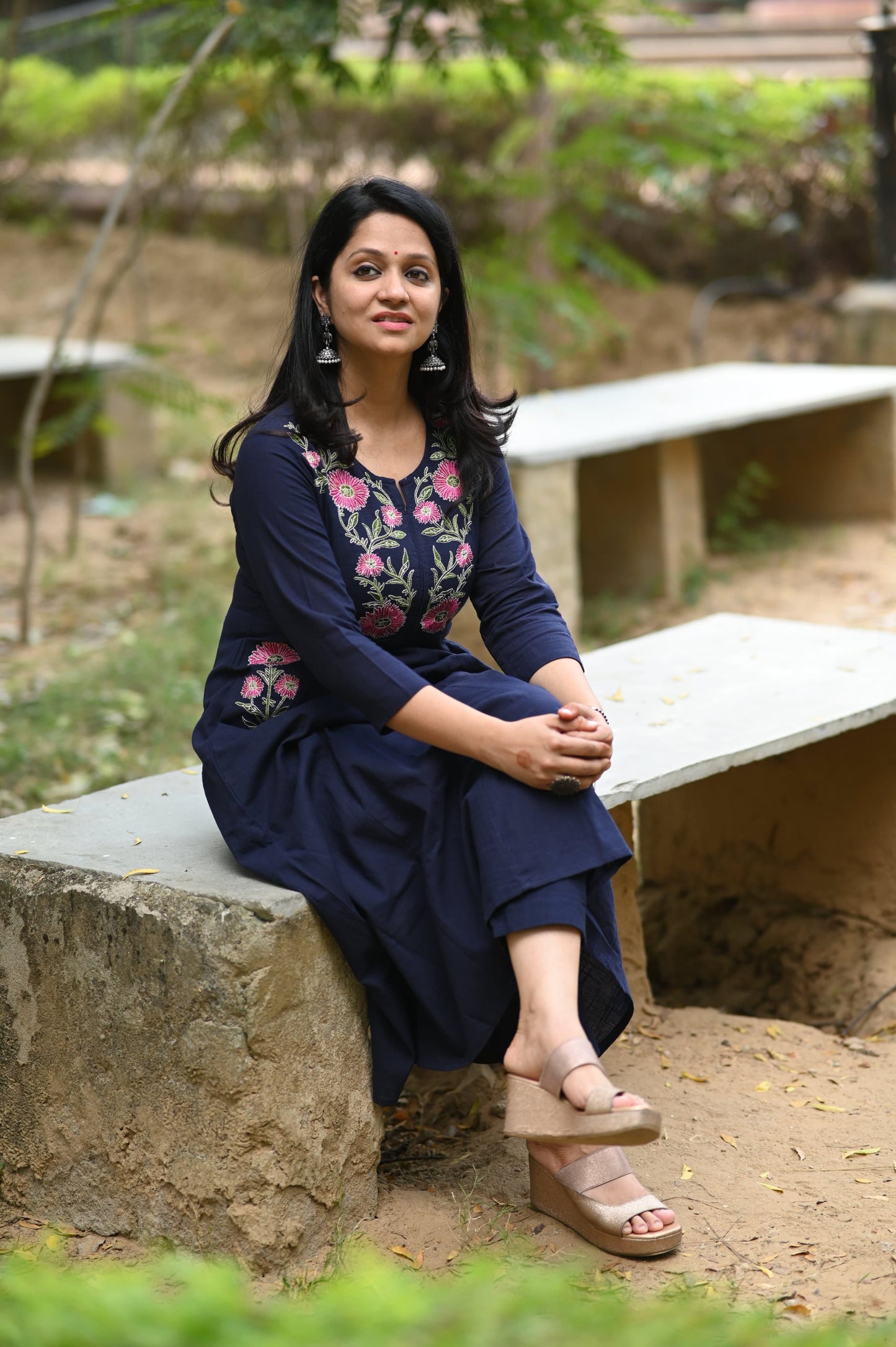 Pure Soft Cotton Embroidery Work Black Kurti Pant Set