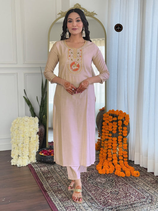 Festive Wear BSY Viscose Detailed Embroidery Work Kurti Pant With Dupatta Set