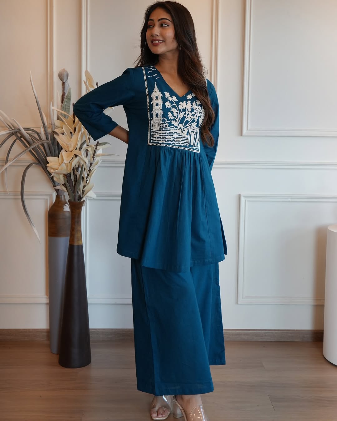 Premium Soft Rayon Embroidery & Yoke Work Kurta Pant Co-ord Set