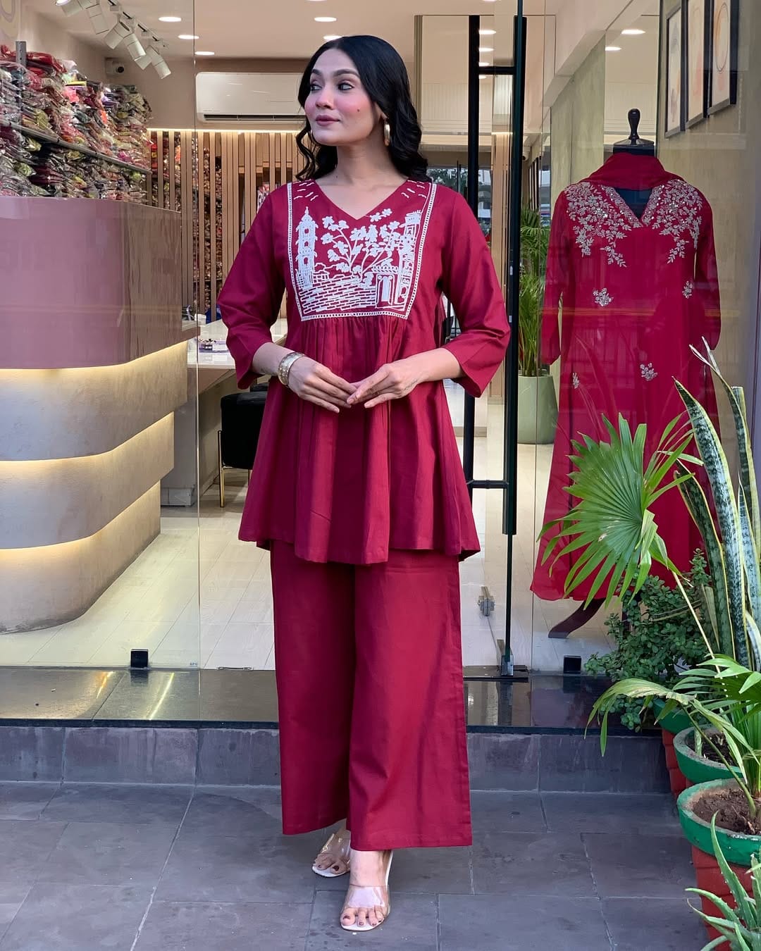 Premium Soft Rayon Embroidery & Yoke Work Kurta Pant Co-ord Set