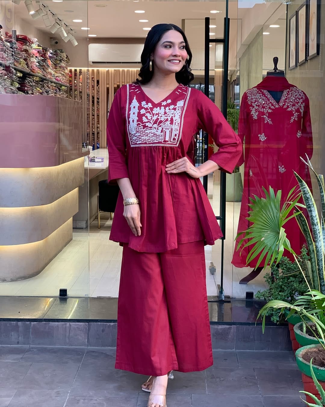 Premium Soft Rayon Embroidery & Yoke Work Kurta Pant Co-ord Set