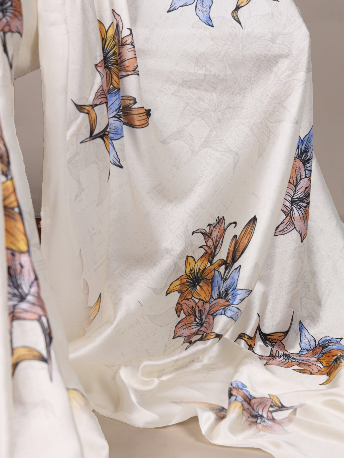 Pure Satin Silk Floral Print All Over Saree With Fresh Colours