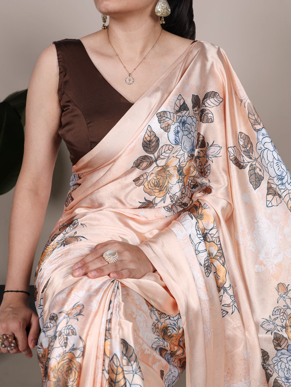 Pure Satin Silk Floral Print All Over Saree With Fresh Colours