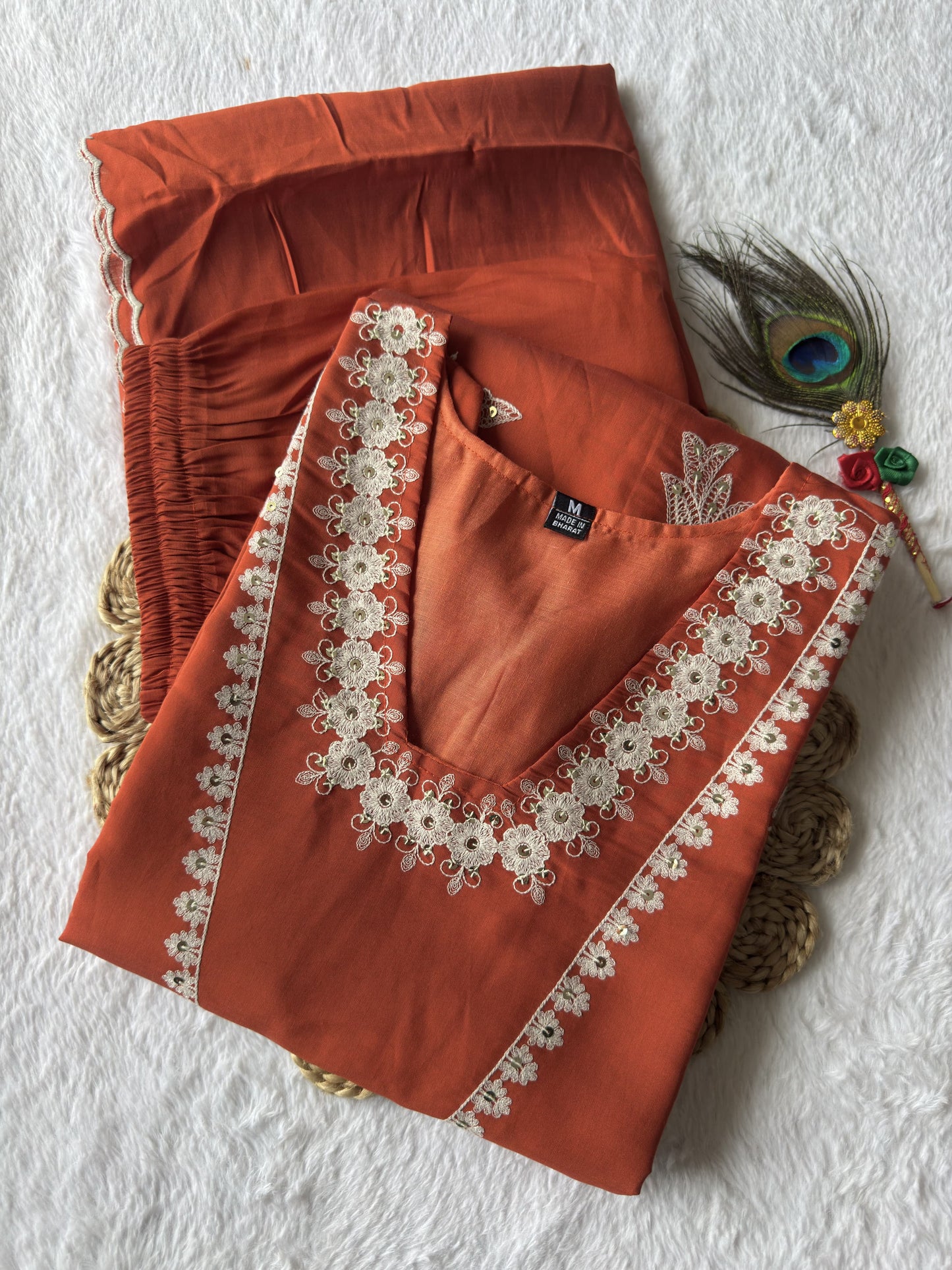 New Designer Roman Silk Embroidery & Sequence Work Kurti Pant With Dupatta Set