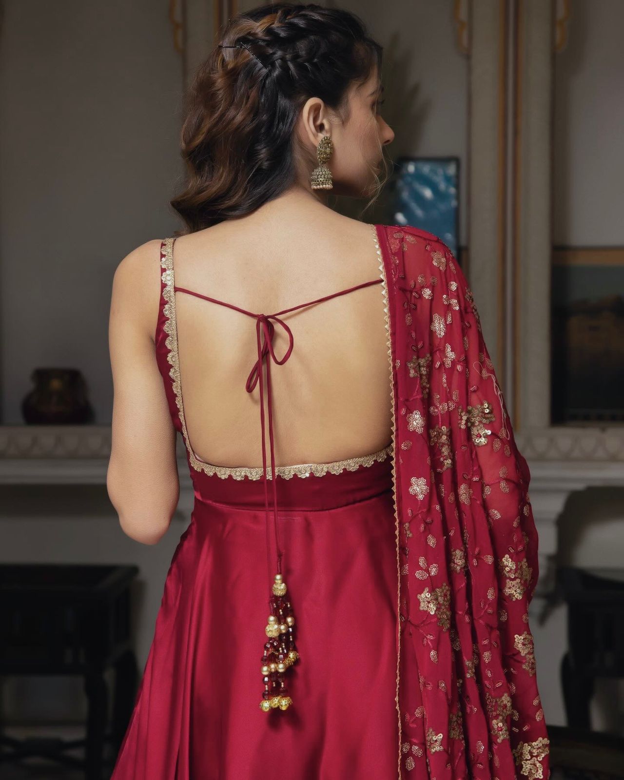 Designer Party & Wedding Wear Heavy Faux Georgette With Embroidery Sequence Work With Gown Pant & Dupatta Set