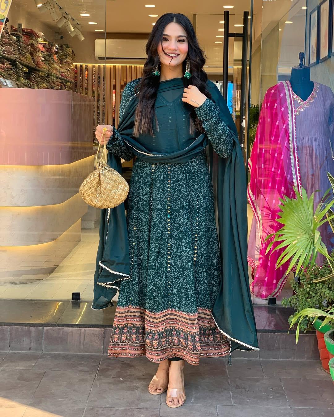Designer Print Muslin Cotton Detailed Embroidery Kurti With Dupatta Set
