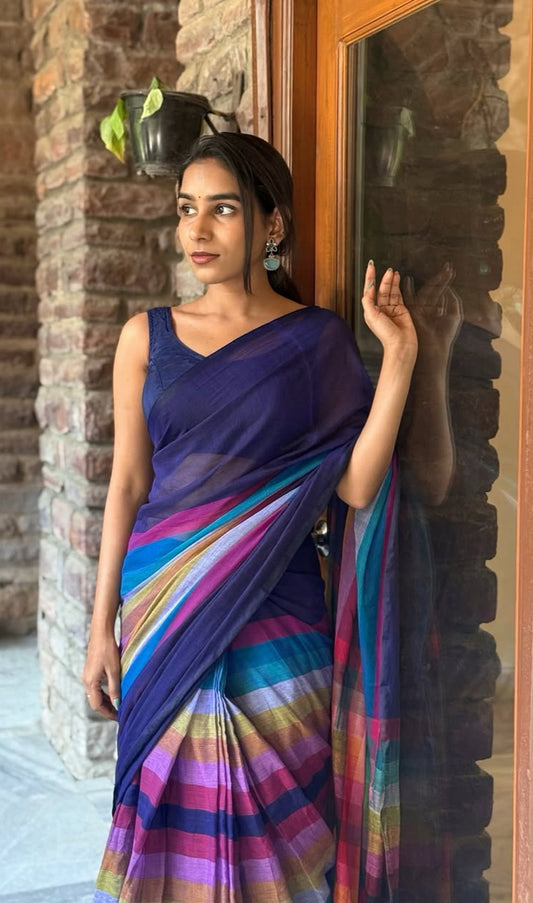 Premium Quality Print Linen Daily Wear Saree