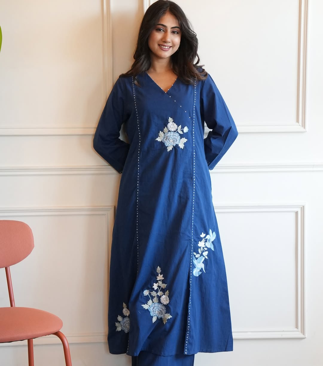 Pure South Cotton Creamy Pearl Line Blue Berry Set