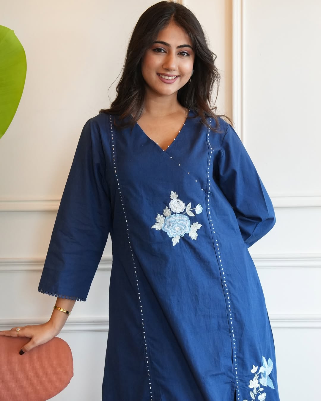 Pure South Cotton Creamy Pearl Line Blue Berry Set
