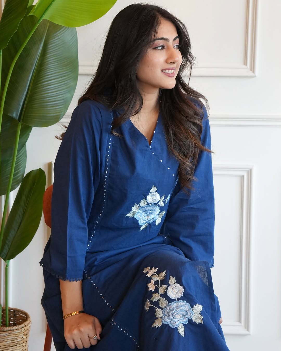 Pure South Cotton Creamy Pearl Line Blue Berry Set
