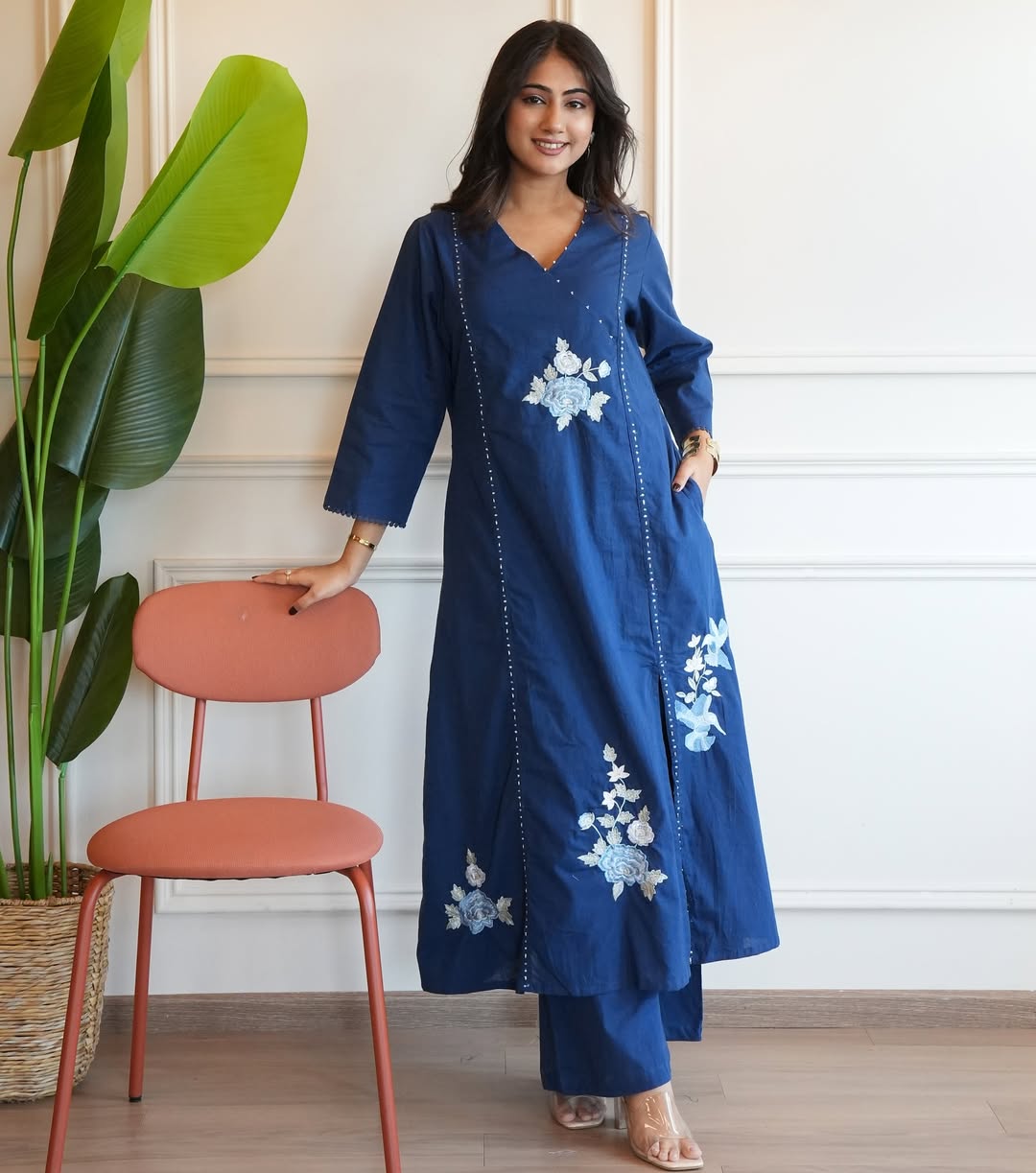 Pure South Cotton Creamy Pearl Line Blue Berry Set