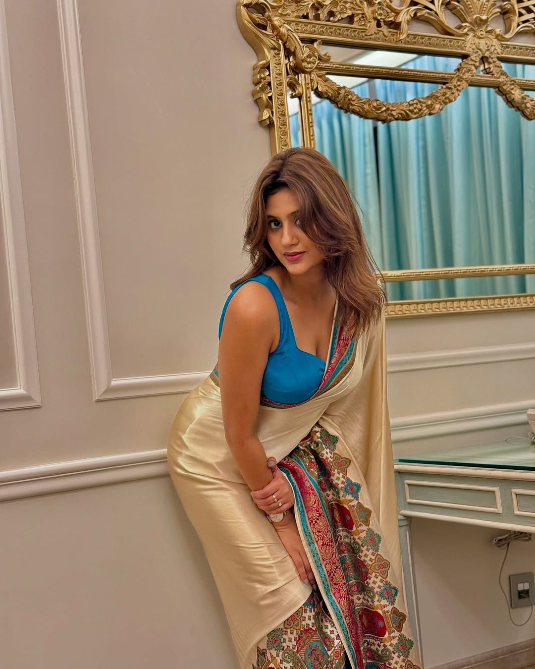 Celebrity Super Rich Pure Gaji Satin Ajrak Print Saree