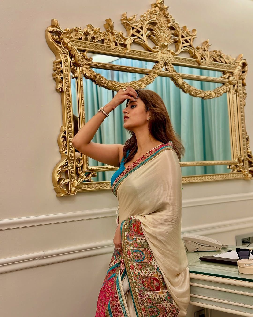 Celebrity Super Rich Pure Gaji Satin Ajrak Print Saree