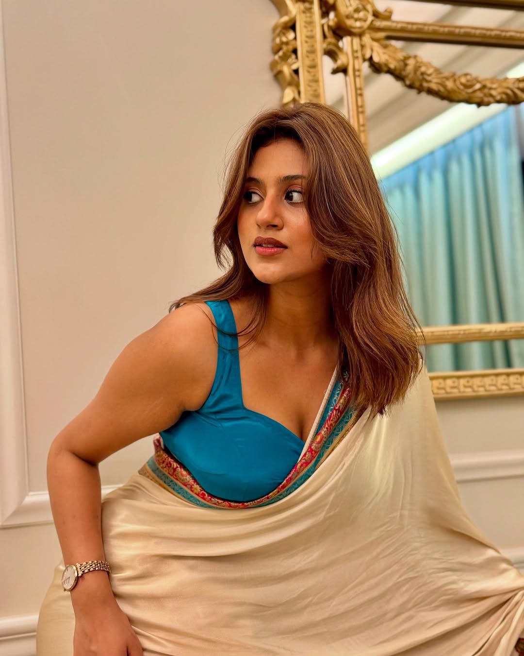 Celebrity Super Rich Pure Gaji Satin Ajrak Print Saree