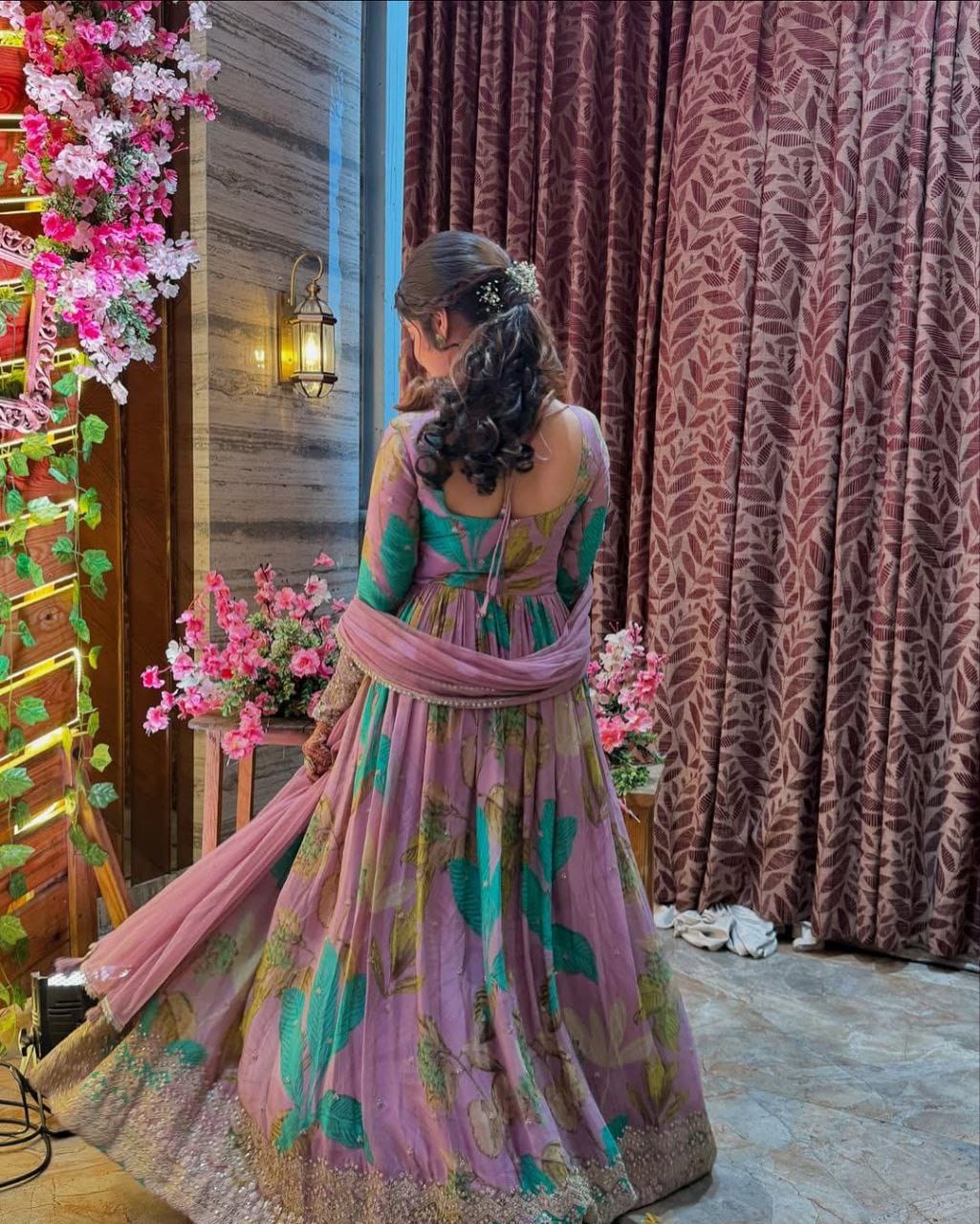 Party & Festive Wear Faux Georgette Gown With Embroidery Sequin Work With Dupatta