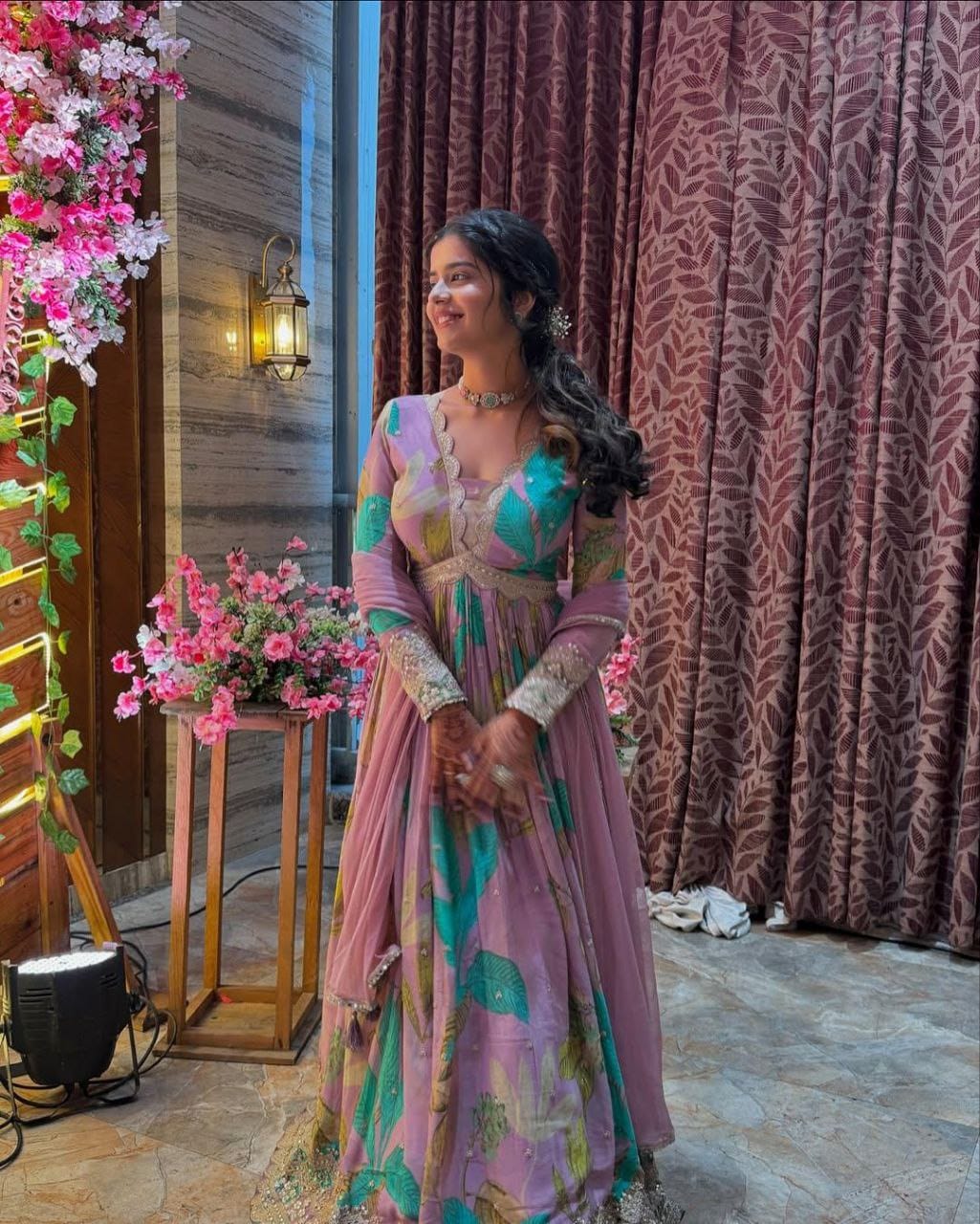 Party & Festive Wear Faux Georgette Gown With Embroidery Sequin Work With Dupatta