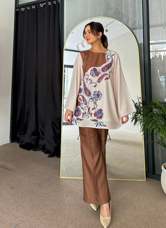 Trendy & Comfy Pure Malai Satin Silk Printed Top & Pant Set