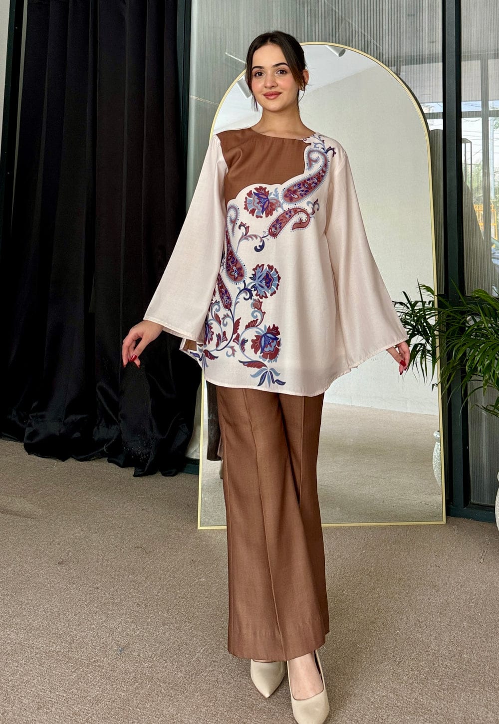 Trendy & Comfy Pure Malai Satin Silk Printed Top & Pant Set