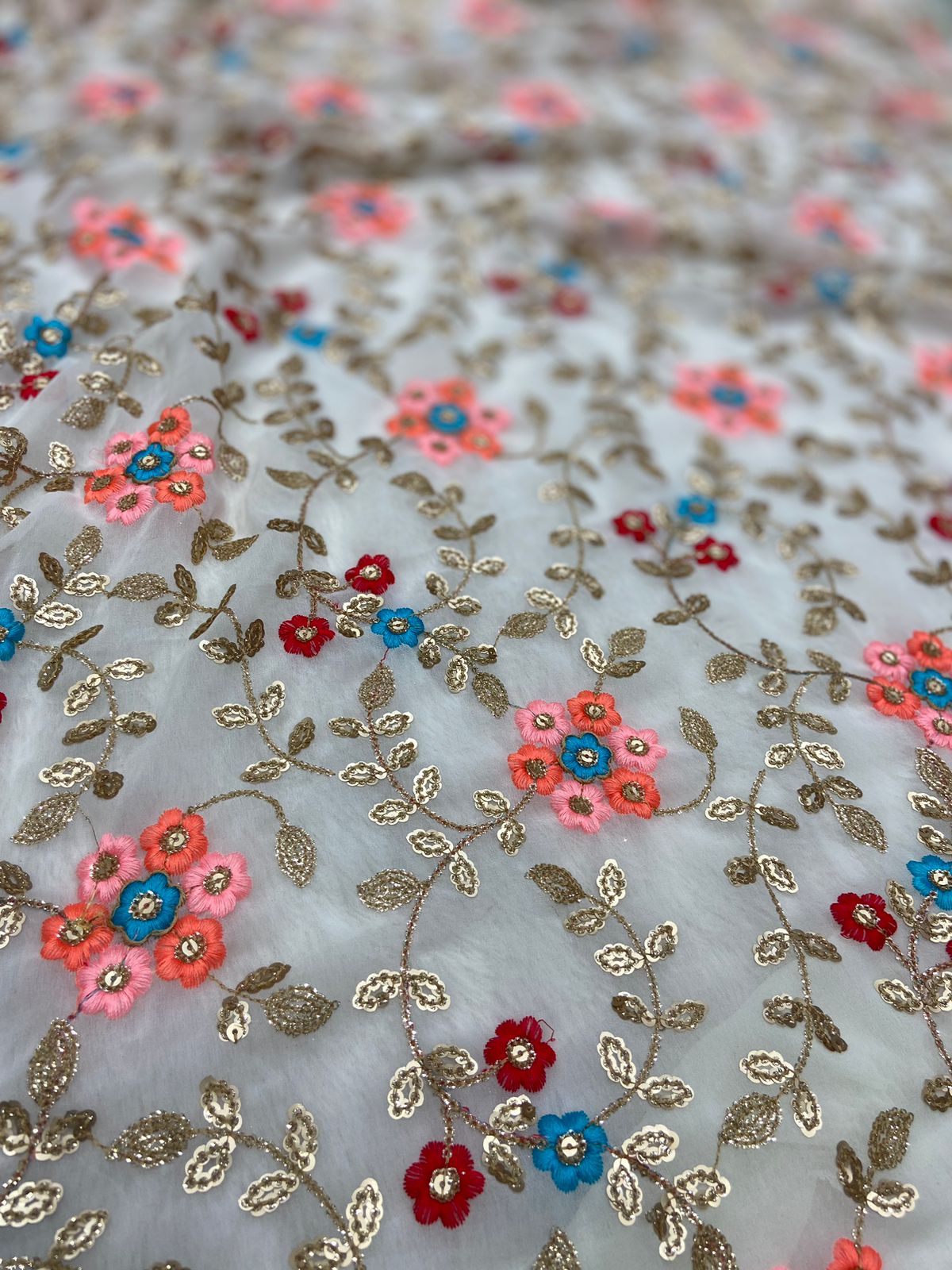 Stunning Premium Faux Georgette Saree With Sequins & Thread Embroidery Work