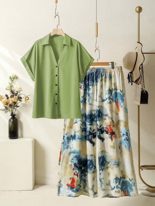 Imported Viscose Rayon Top & Printed Lycra Plazzo Pant Daily Wear Set