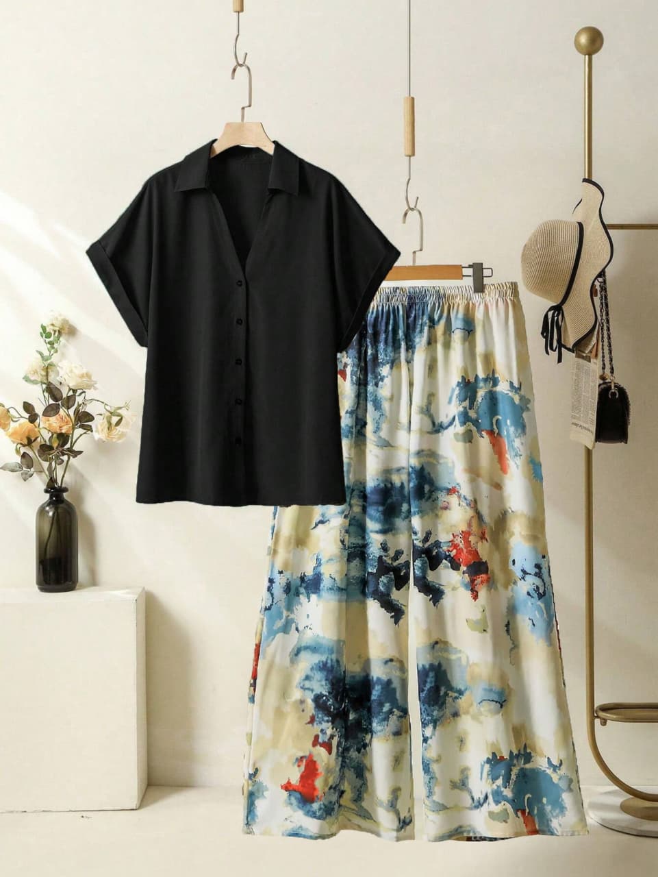 Imported Viscose Rayon Top & Printed Lycra Plazzo Pant Daily Wear Set
