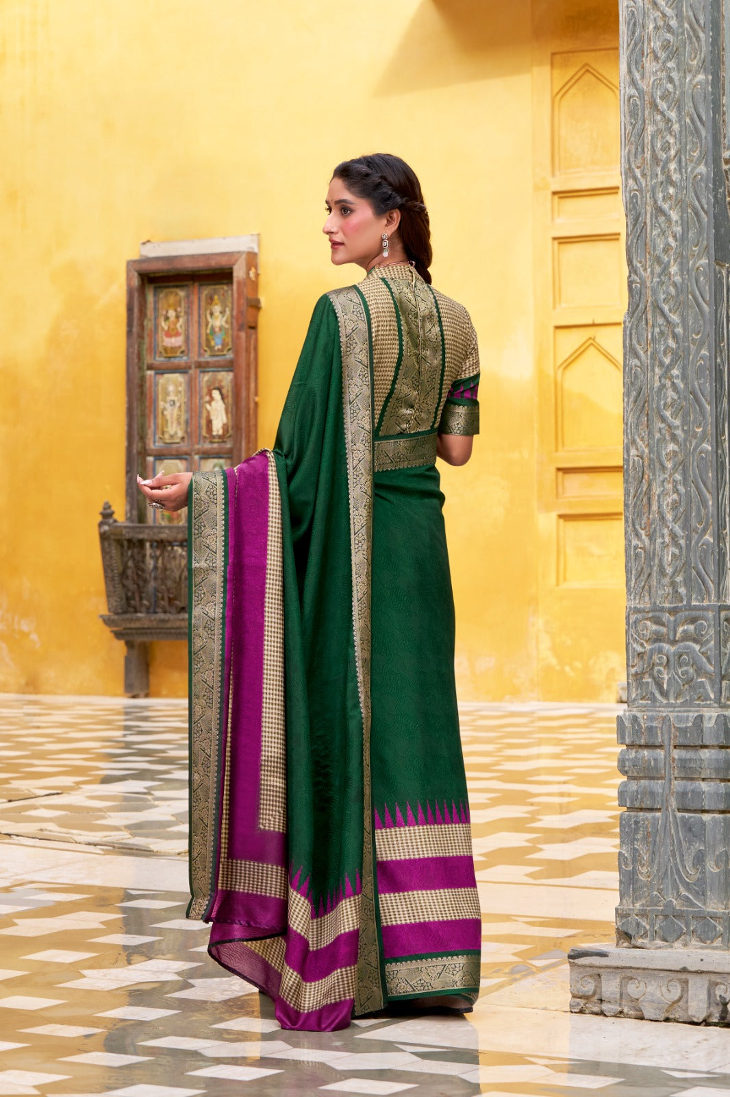 Pure Soft Poly Cotton Saree Printed With Zari Weaving Work With Blouse