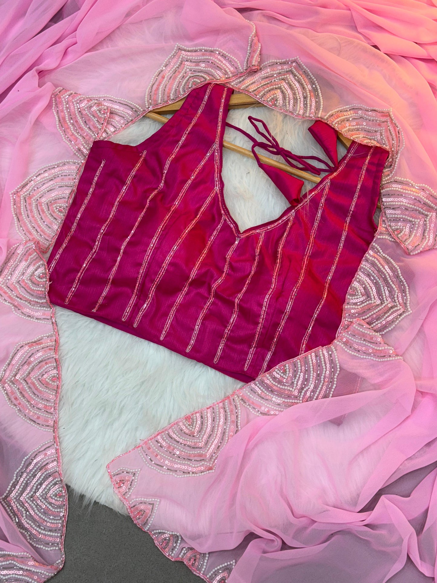 Special Celebrity Style Tabi Organza Handwork Cut Dana Saree
