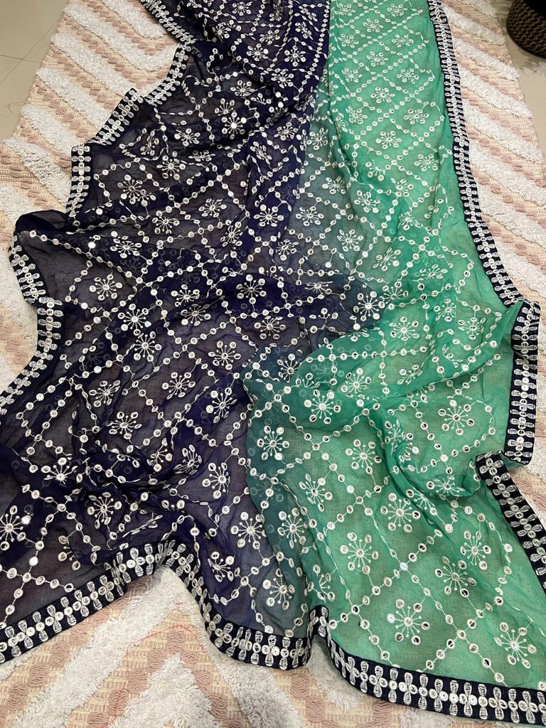 Heavy Fox Georgette Saree With Multi Thread Embroidery & Sequence Work