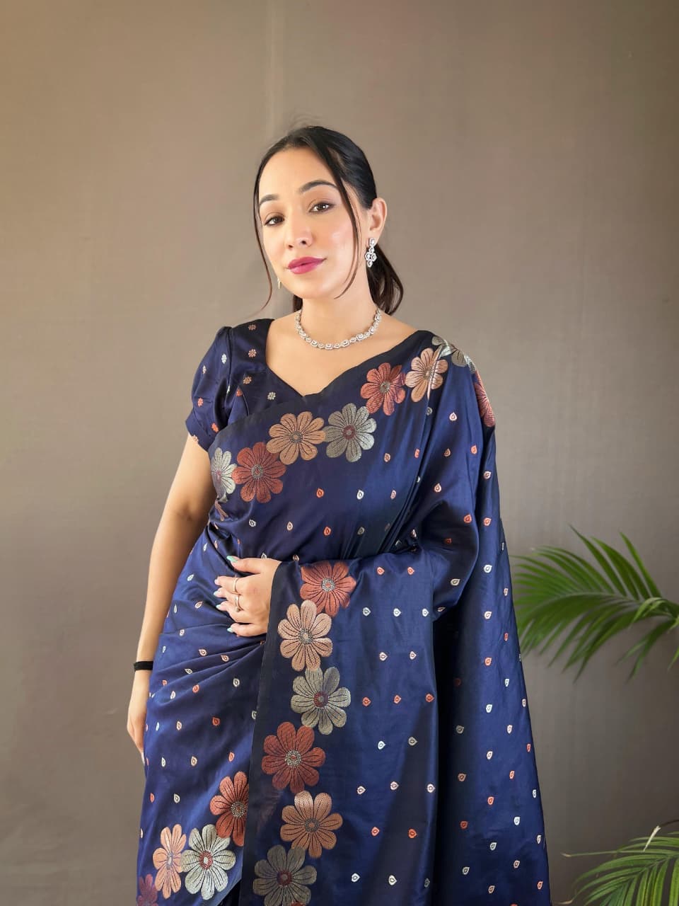 Classy Pure Soft Silk Saree With Copper & Gold Weaving All Over