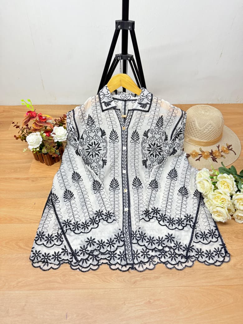 Beautiful Trendy Embroidery Work Pure Cotton Top