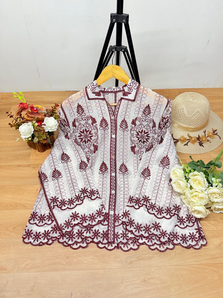 Beautiful Trendy Embroidery Work Pure Cotton Top